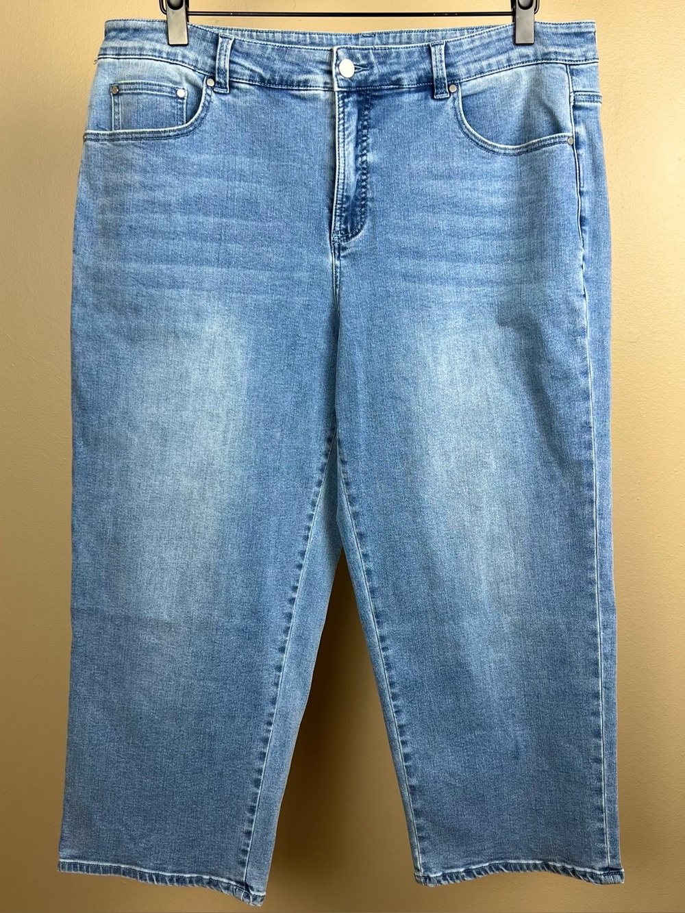 Universal Standard women’s Lightweight Bae Boyfriend Crop Jeans in pacific blue